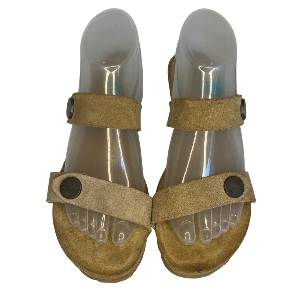 Yokono Tan Suede Cork Wedge Sandals Women's US 8‎ Spain Comfort Slide